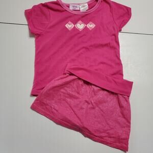 Total Outfit Girl Size 6 Pink Skirt Skort Shirt Set Comfort Stretch Matching Tee